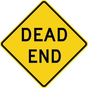 'dead end' warning road sign