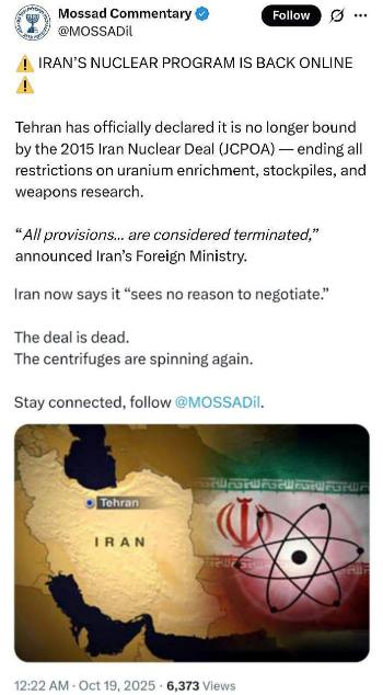 Iran News Headline Oct 18, 2025