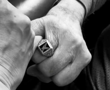 image of old men's hands with a military ring provided by author