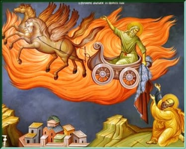 Elijah and Elisha with chariot of fire