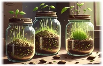 AI image of jars and sprouts