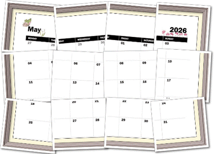 Month of May Calendar Graphic
