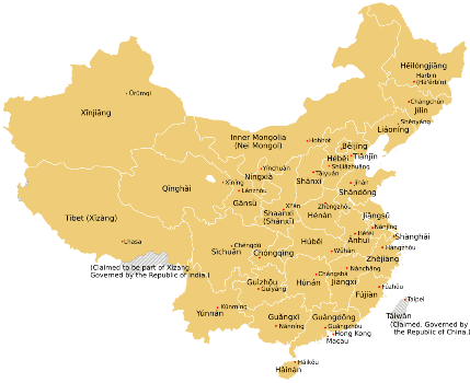 map of administrative divisions in the PRC