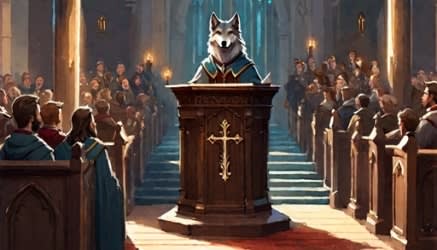Wolf-preaching-AI image
