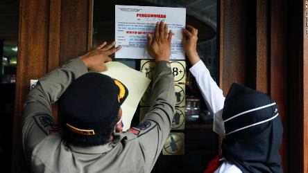 Indonesia authorities posting notice