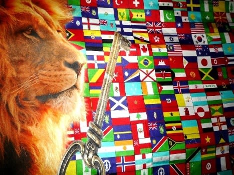 Flag of nations with Lion and Key