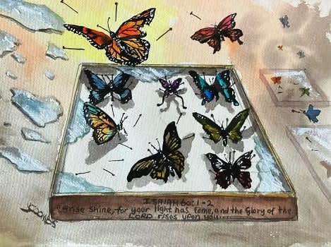 Butterfly painting by Yvonne Coombs