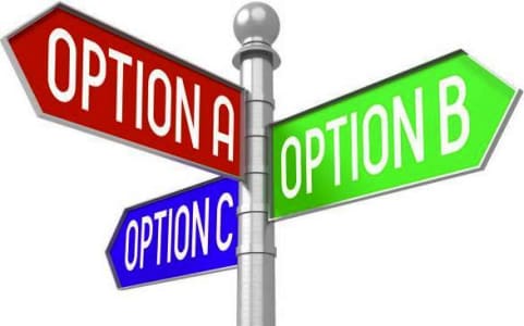 3D colorful signpost with three arrows, white background - "option A", "option B", "option C". Sign graphic C Pixabay