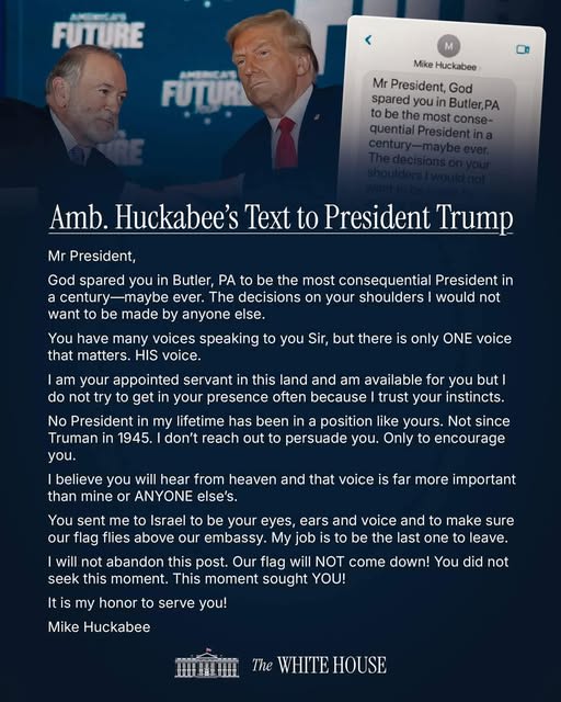 Huckabee's letter to Trump