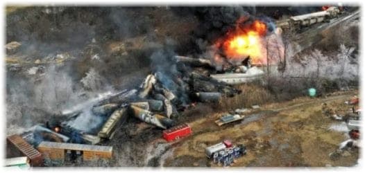 News image screen capture - Chemicals From East Palestine Train Disaster Spread to 16 States