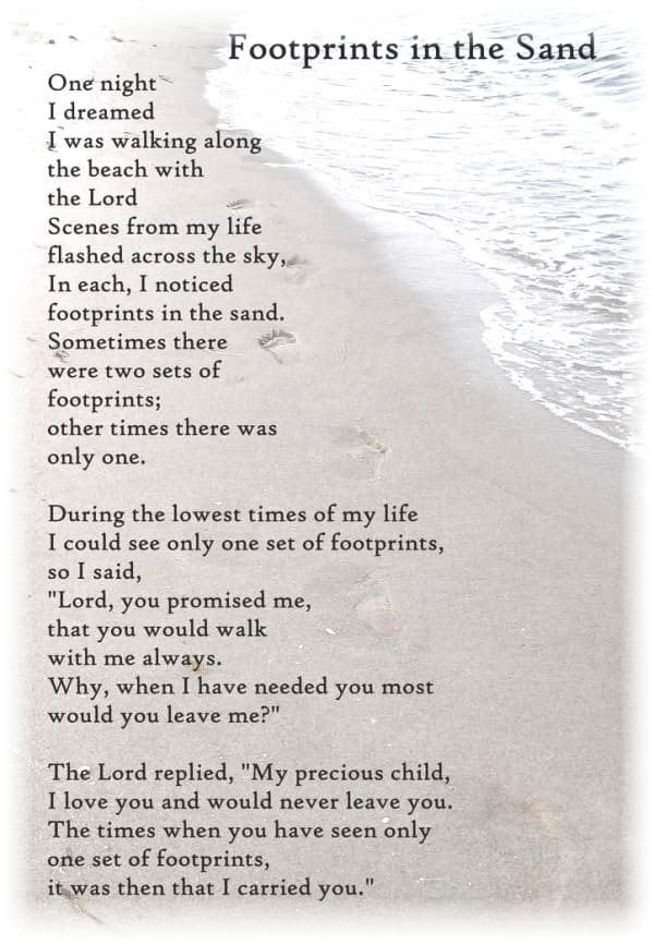 Footprints in the Sand - source unknown