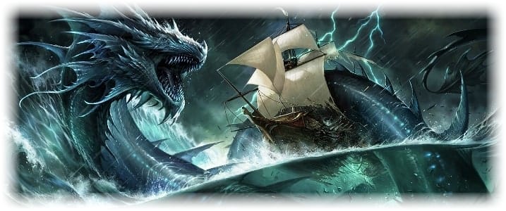 illustration of Leviathan attacking a sailing ship supplied by Chris Bennett