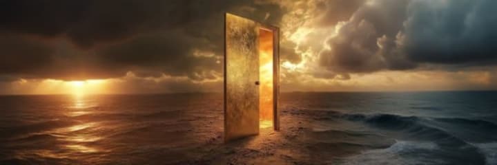 AI modified image supplied by author of door and storm