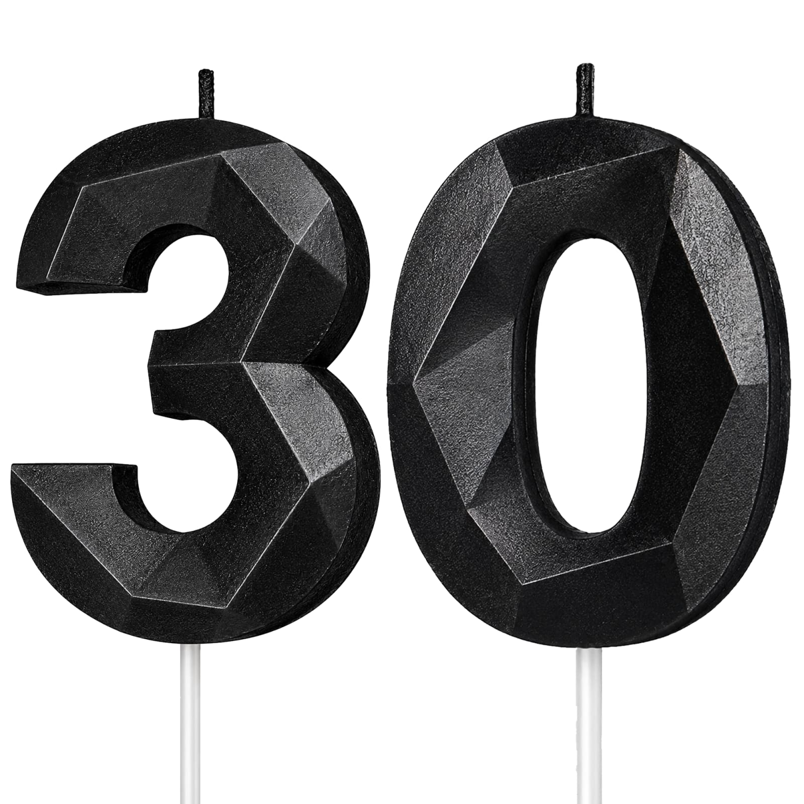Black Number 30 Birthday Candle