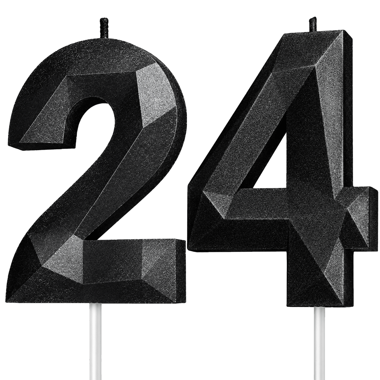 Black Number 24 Birthday Candle