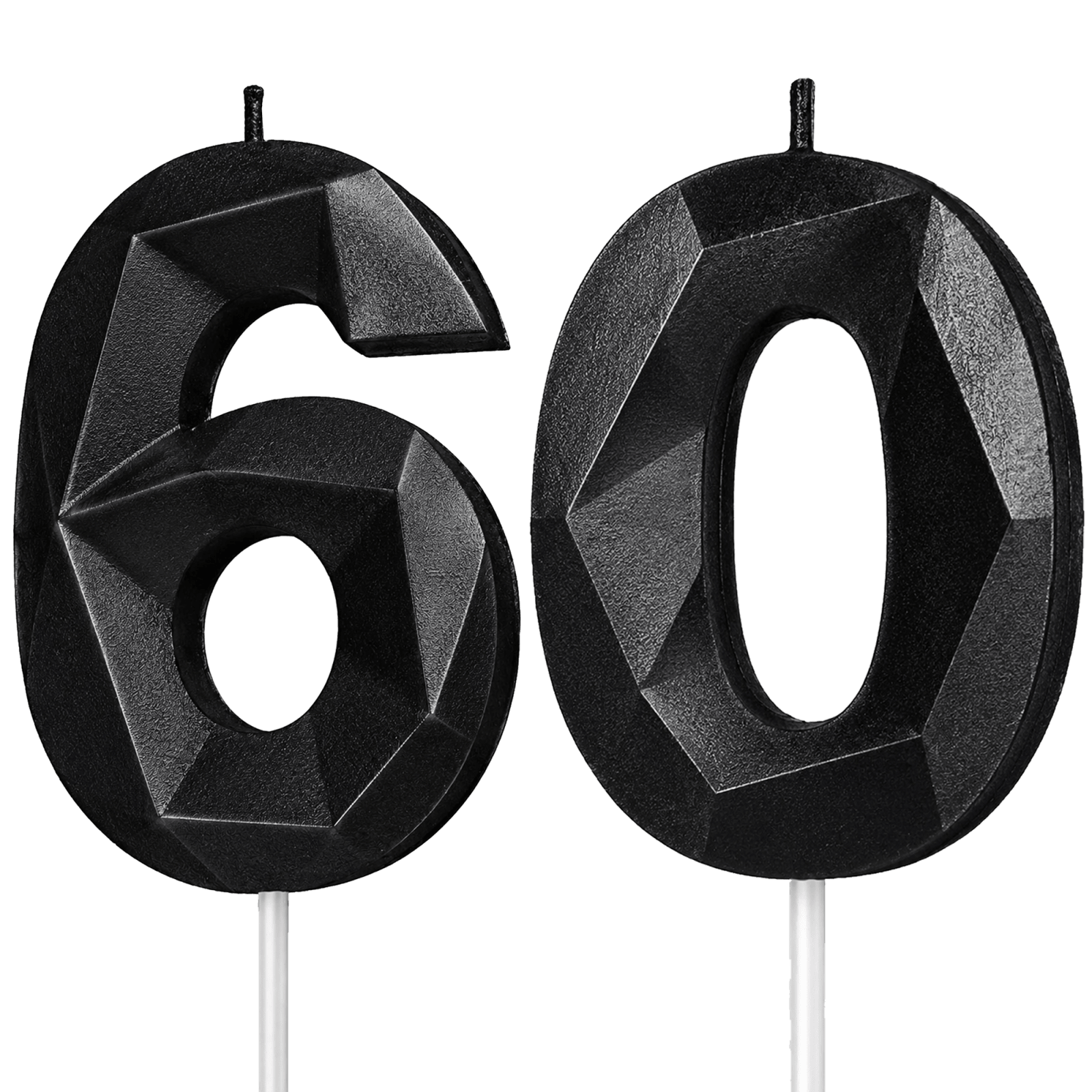 Black Number 60 Birthday Candle