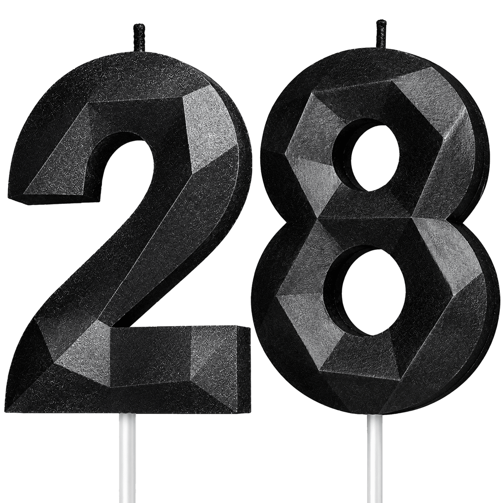 Black Number 28 Birthday Candle