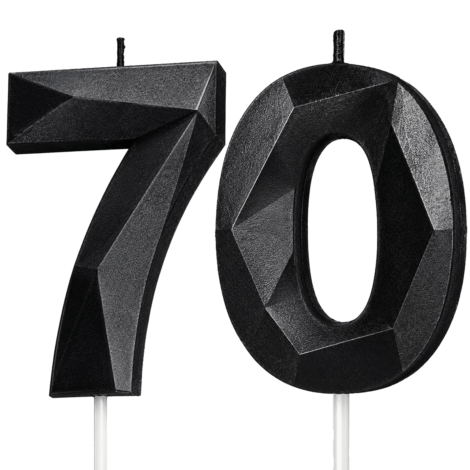 Black Number 70 Birthday Candle