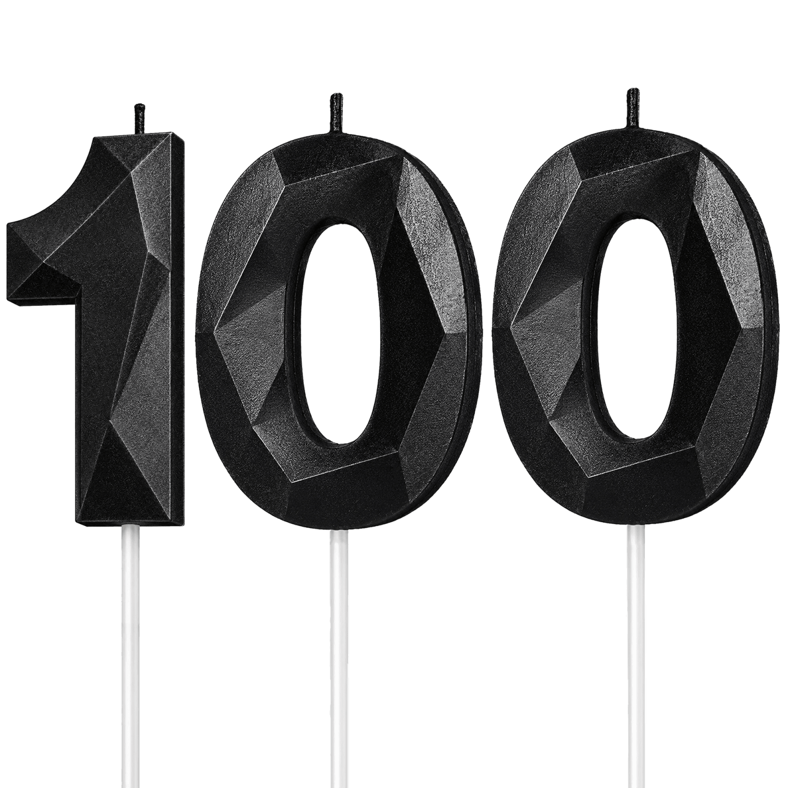 Black Number 100 Birthday Candle