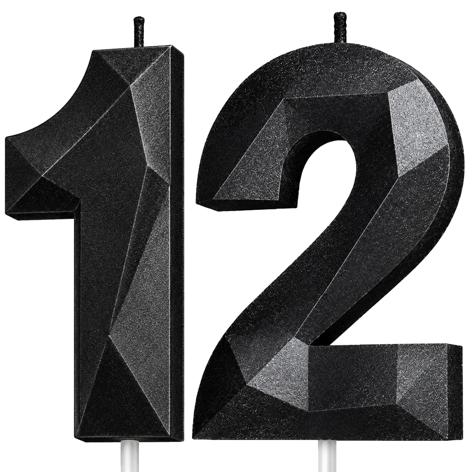 Black Number 12 Birthday Candle