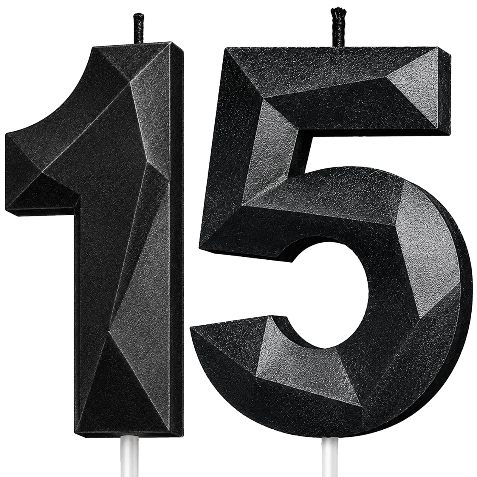Black Number 15 Birthday Candle