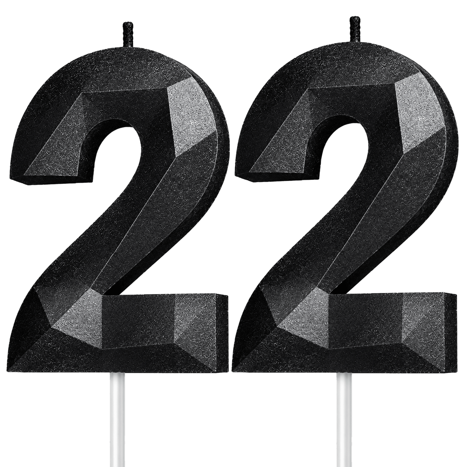 Black Number 22 Birthday Candle