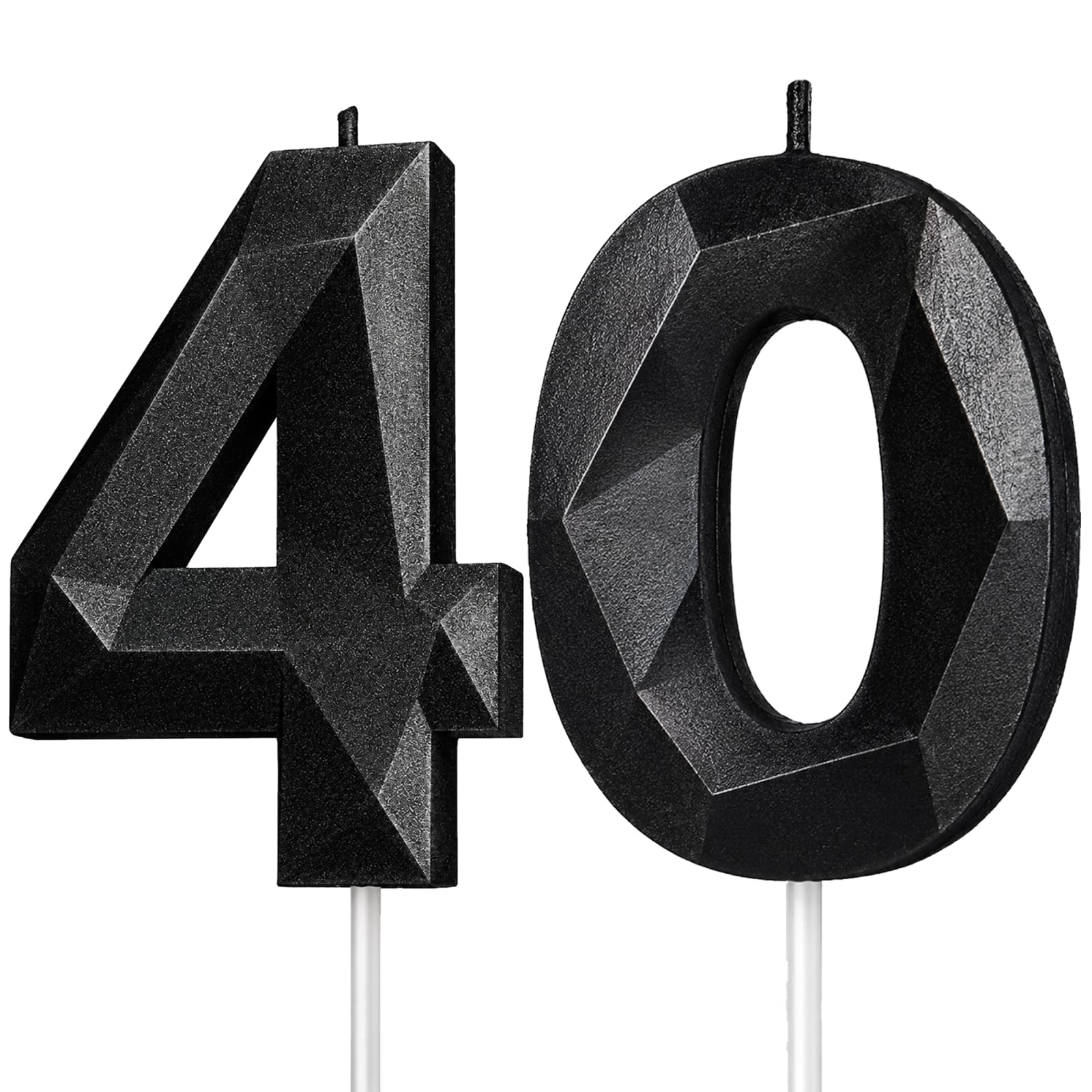 Black Number 40 Birthday Candle
