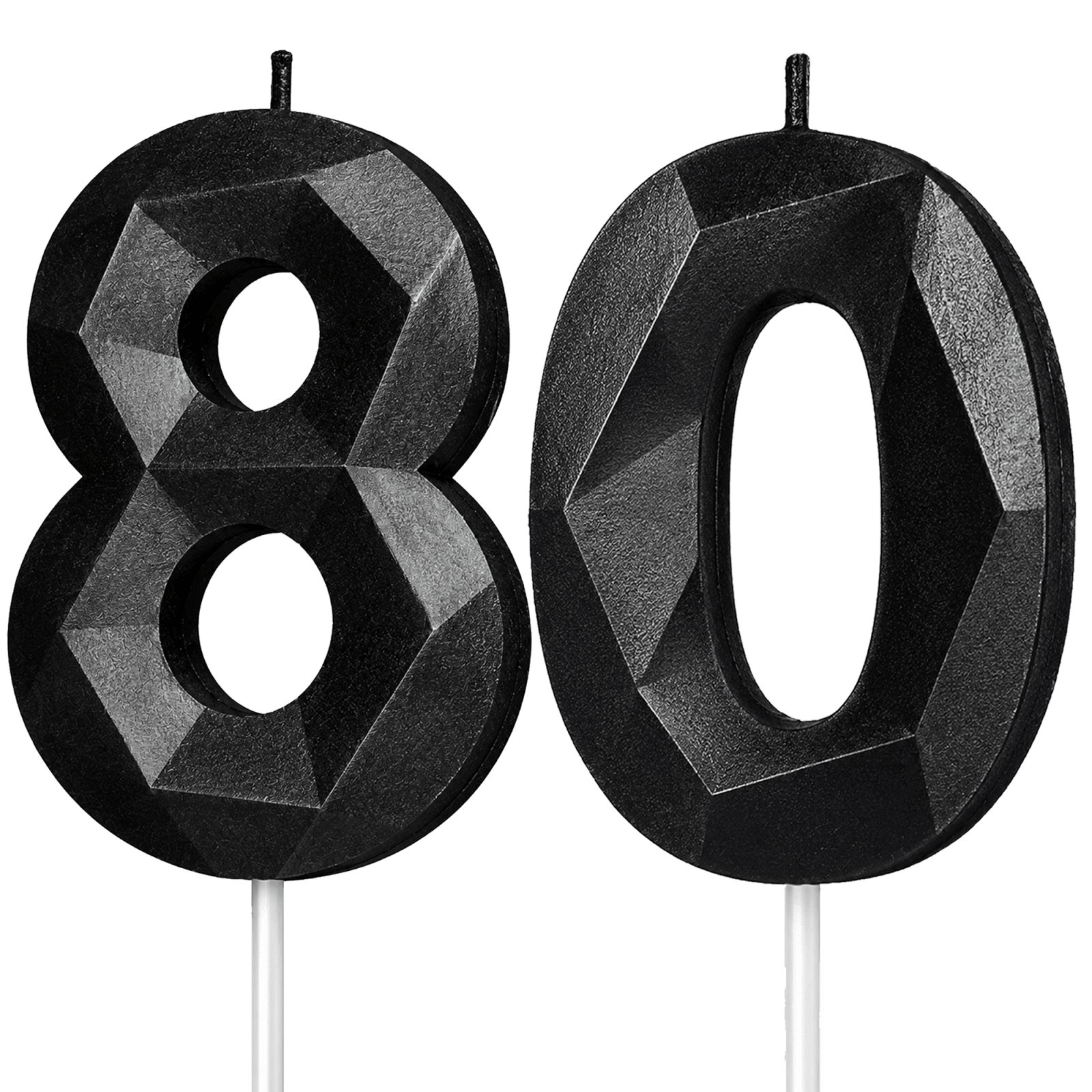 Black Number 80 Birthday Candle