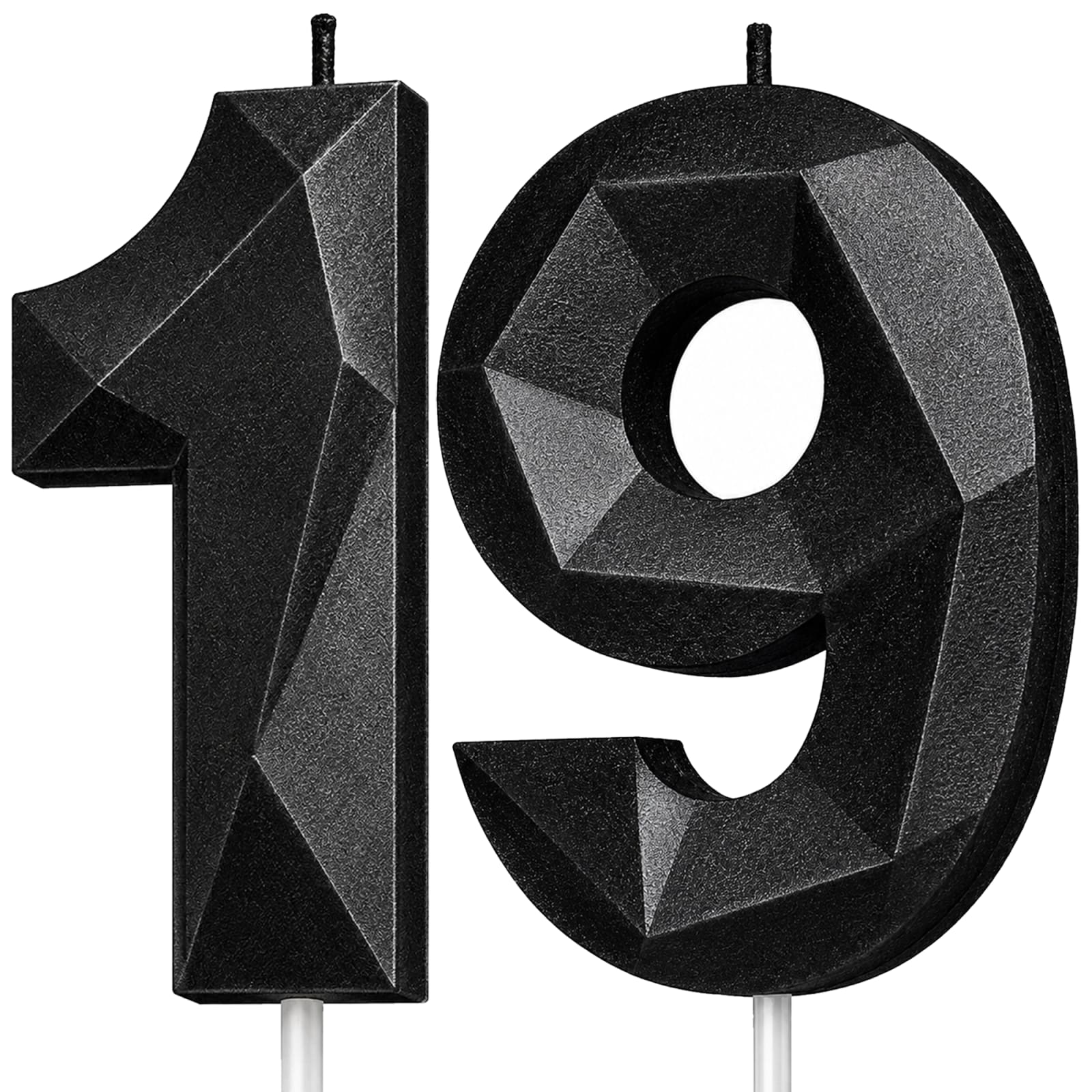Black Number 19 Birthday Candle