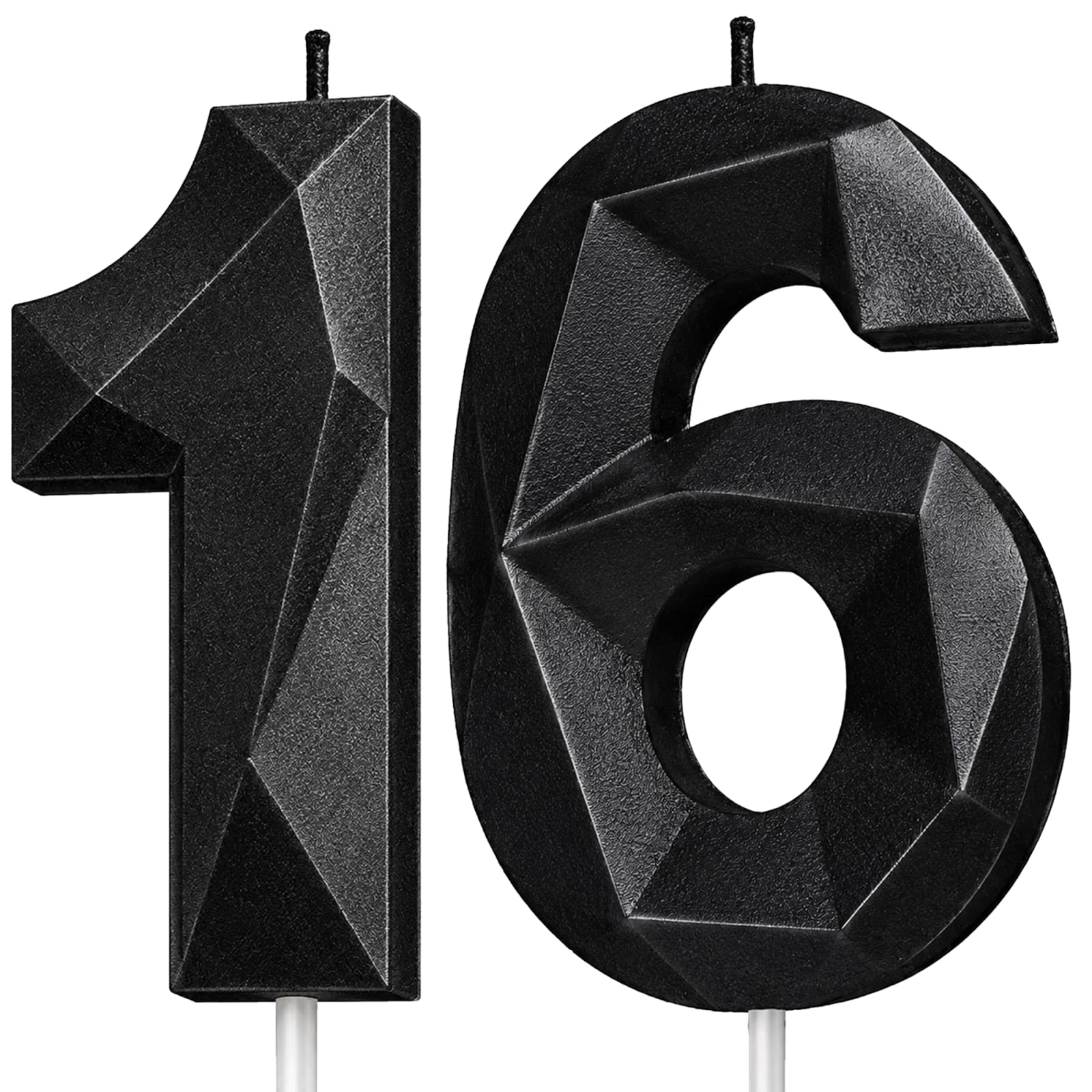 Black Number 16 Birthday Candle