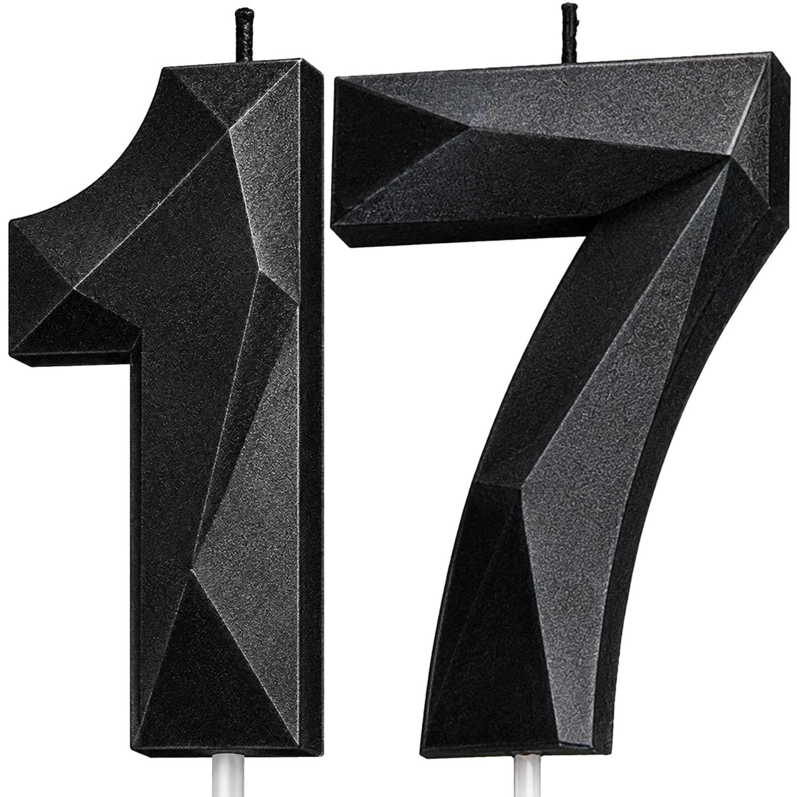 Black Number 17 Birthday Candle