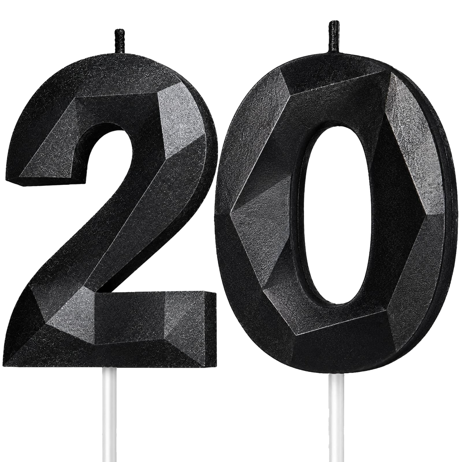 Black Number 20 Birthday Candle