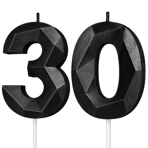 Black Number 30 Birthday Candle