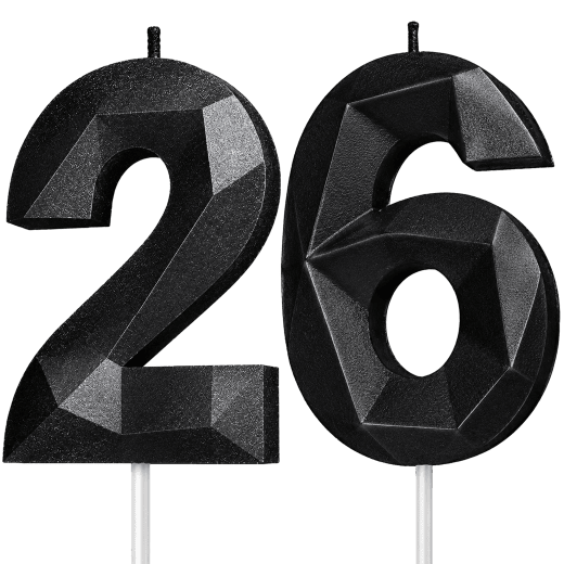 Black Number 26 Birthday Candle