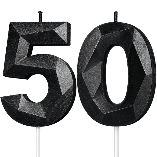 Black Number 50 Birthday Candle