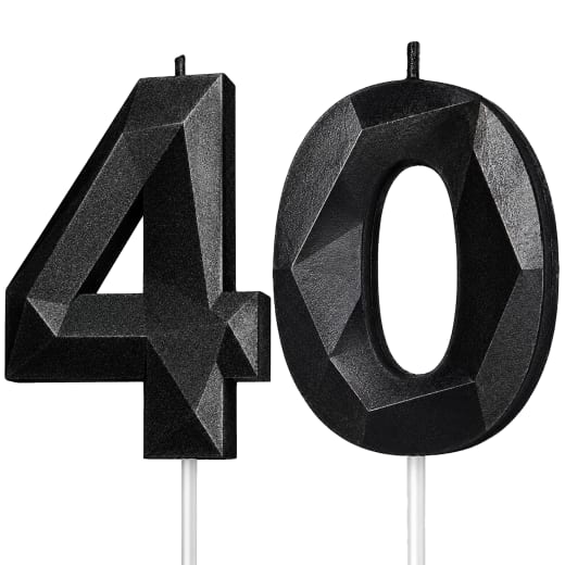 Black Number 40 Birthday Candle