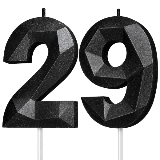 Black Number 29 Birthday Candle