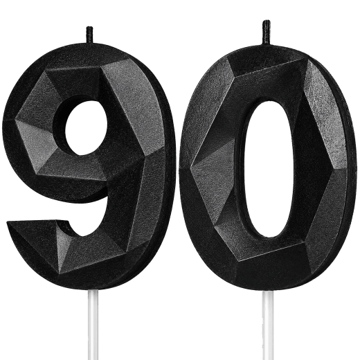 Black Number 90 Birthday Candle