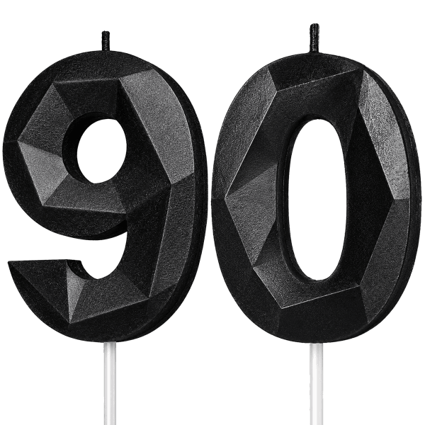 Black Number 90 Birthday Candle