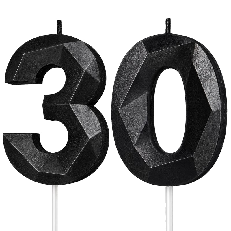 Black Number 30 Birthday Candle