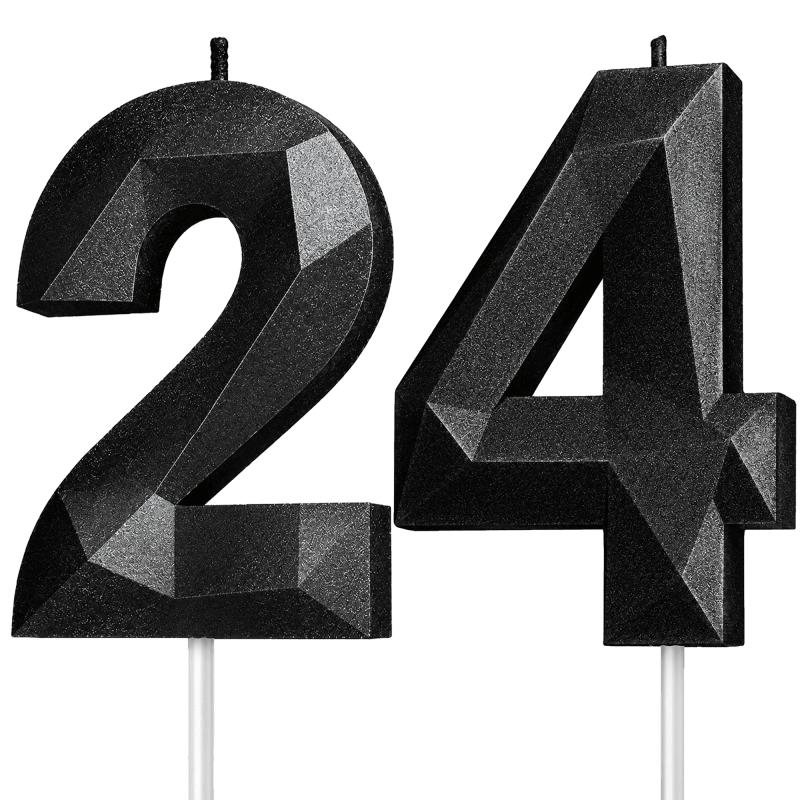 Black Number 24 Birthday Candle