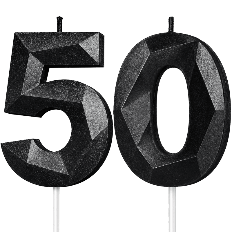 Black Number 50 Birthday Candle