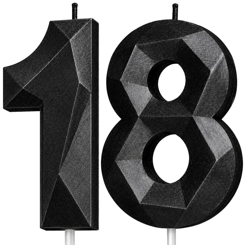 Black Number 18 Birthday Candle