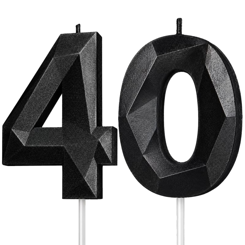 Black Number 40 Birthday Candle