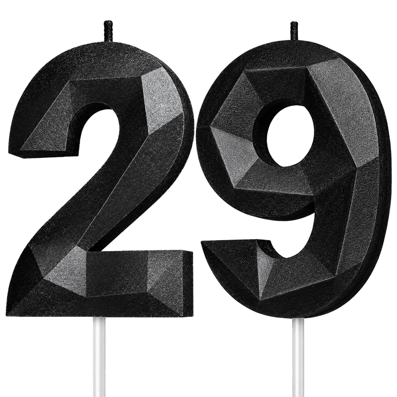 Black Number 29 Birthday Candle