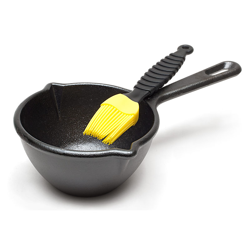 LODGE Cast Iron Melting Pot with Silicone Brush I Grill Me