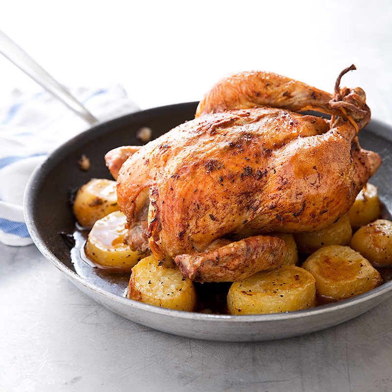 1-Hour Oven Roasted Whole Chicken and Potatoes - Averie Cooks