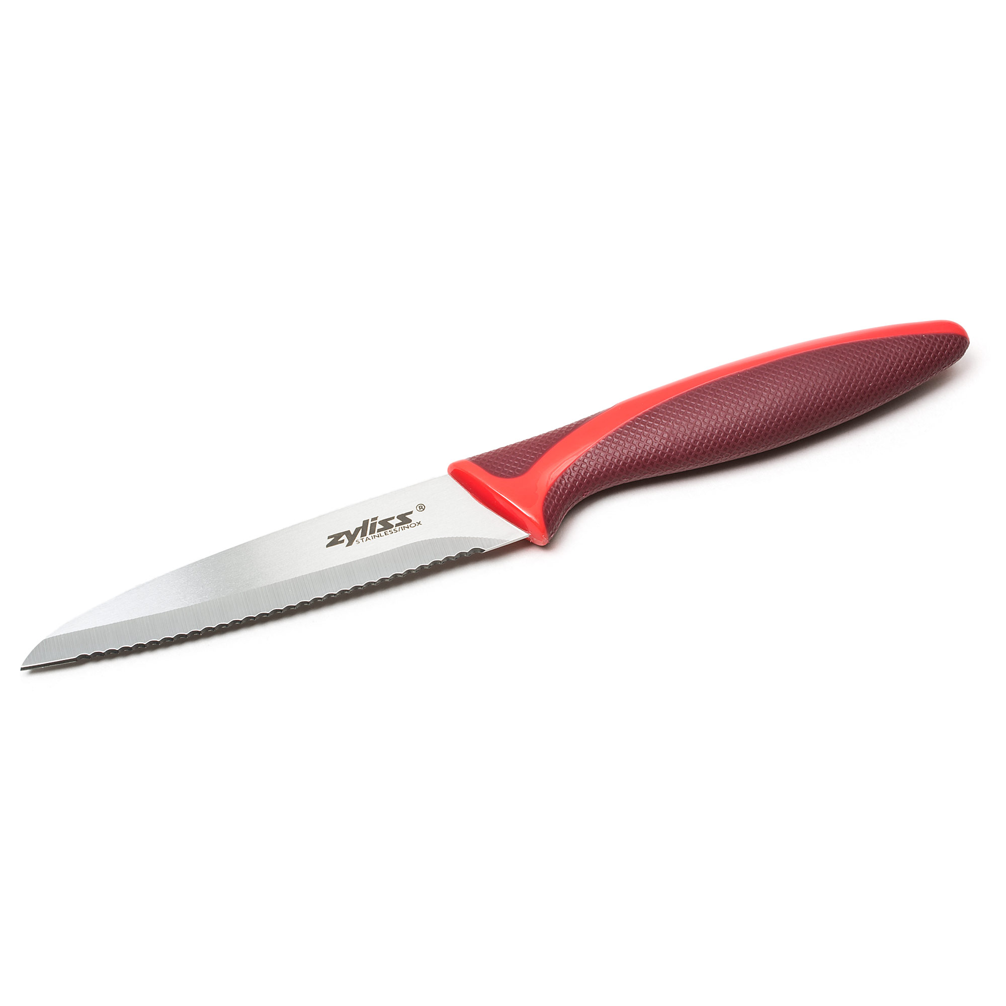 ZYLISS Serrated Paring Knife, 4-Inch Stainless Steel Blade, Red