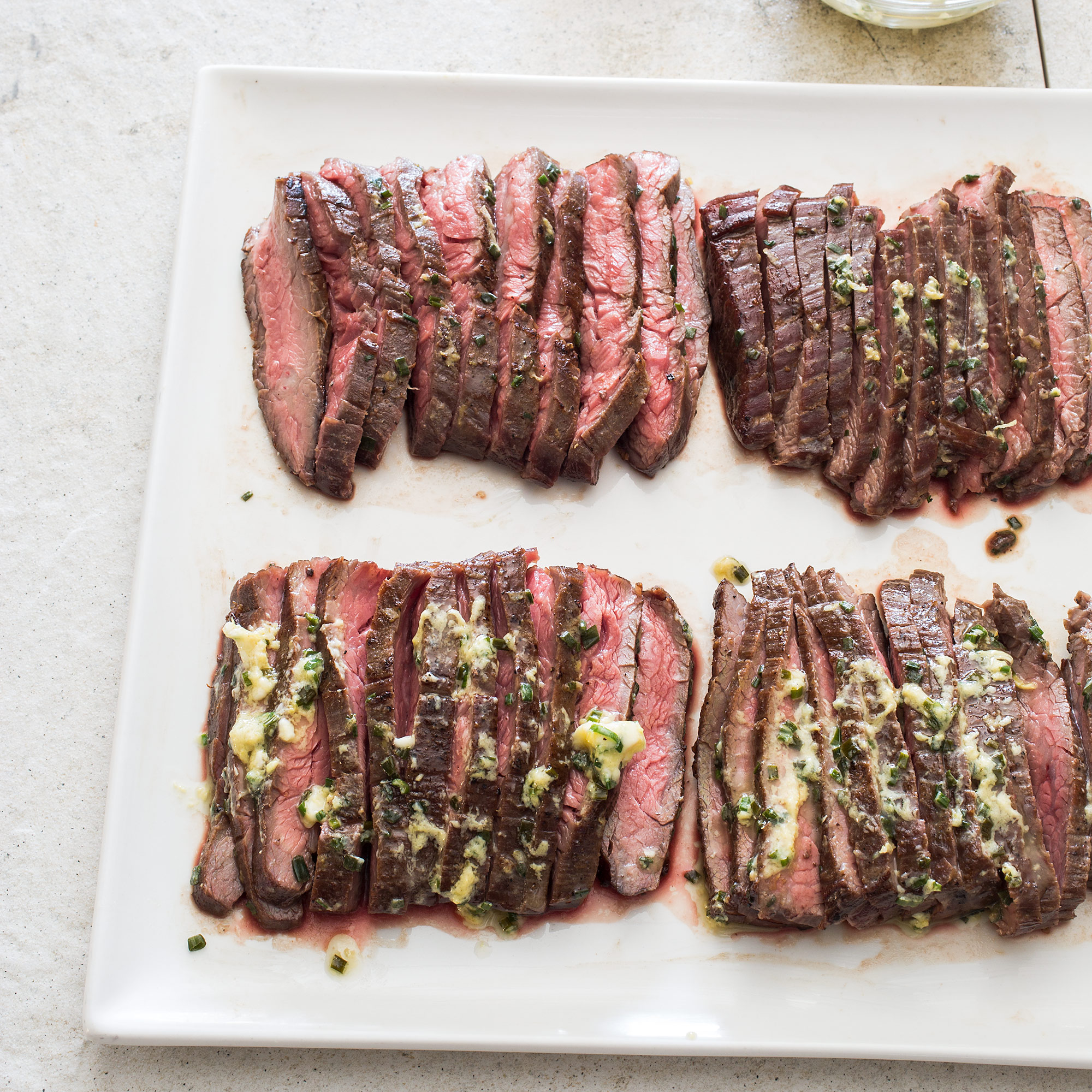 Pan-Seared Flank Steak with Mustard-Chive Butter