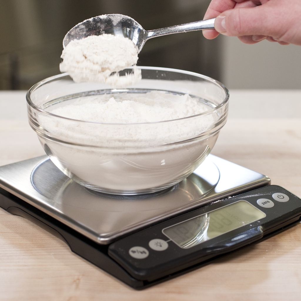 Weighing Flour For Baking With Professional Scales At The